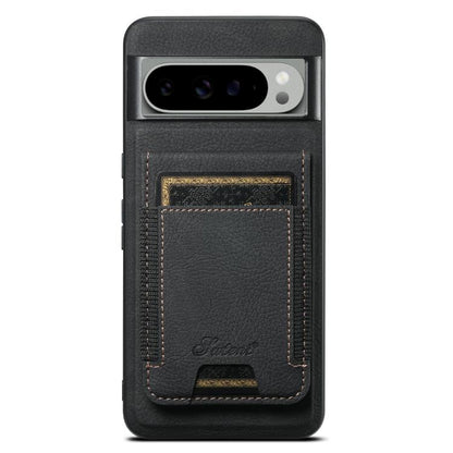 For Google Pixel 9 Suteni H17 Litchi Texture Leather Magnetic Detachable Wallet Phone Case(Black)