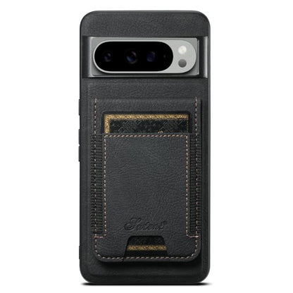 For Google Pixel 9 Pro Suteni H17 Litchi Texture Leather Magnetic Detachable Wallet Phone Case(Black)