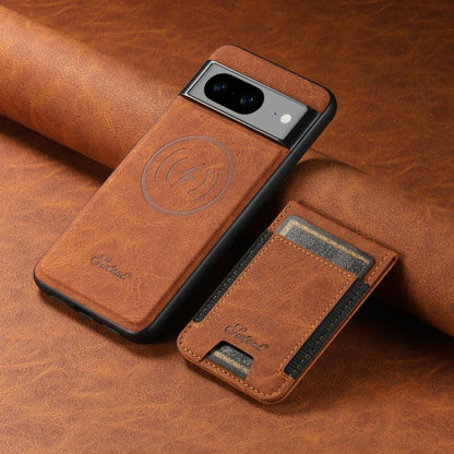 For Google Pixel 9 Pro Suteni H17 Litchi Texture Leather Magnetic Detachable Wallet Phone Case(Khaki)