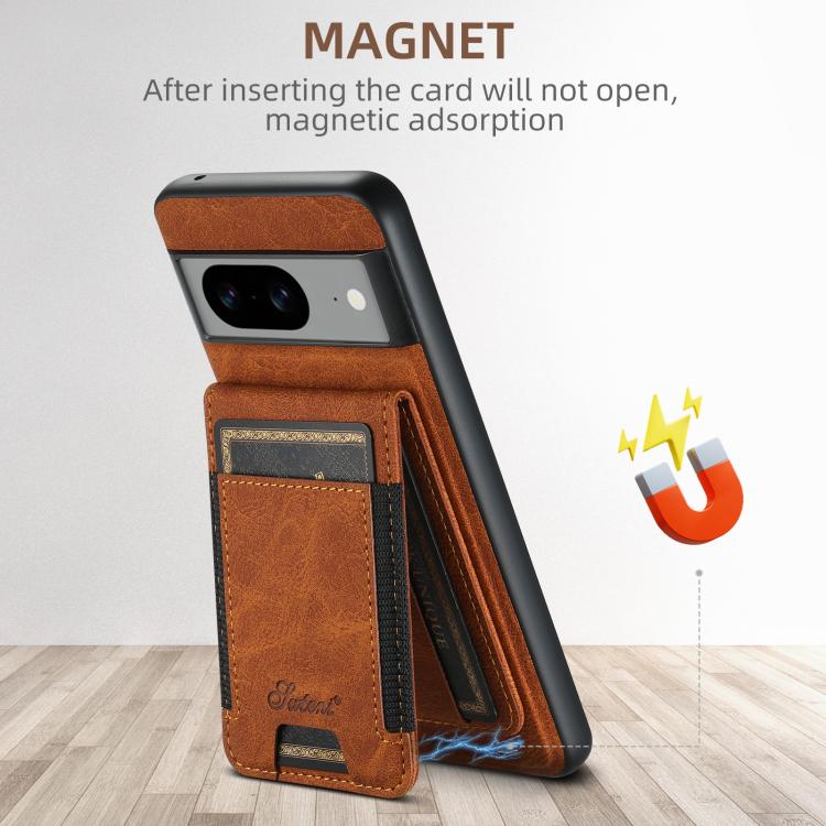 For Google Pixel 9 Pro Suteni H17 Litchi Texture Leather Magnetic Detachable Wallet Phone Case(Khaki)