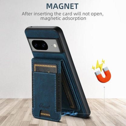 Pour Google Pixel 10 Pro XL Coque de téléphone portefeuille magnétique détachable en cuir texturé litchi Suteni H17 (bleu)