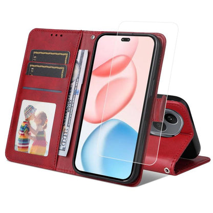 Pour Honor 400 Pro Global Coque de téléphone en cuir texturé veau ENKAY Card Wallet avec film hydrogel souple à couverture complète (rouge)