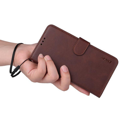 Pour Huawei nova 14 Ultra ENKAY Étui de téléphone en cuir grainé avec porte-cartes et film souple en hydrogel à couverture complète (bleu)