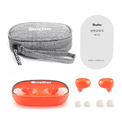 OneDer W12 Wireless Earphone with Waterproof IPX5 HD Stereo Sound TWS Bluetooth Earphone(Orange)