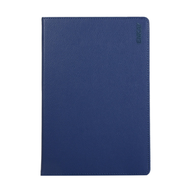 ENKAY 360 Degree Rotation Lichi Texture Leather Case with Holder for Samsung Galaxy Tab S6 10.5 T860 / T865(Dark Blue)