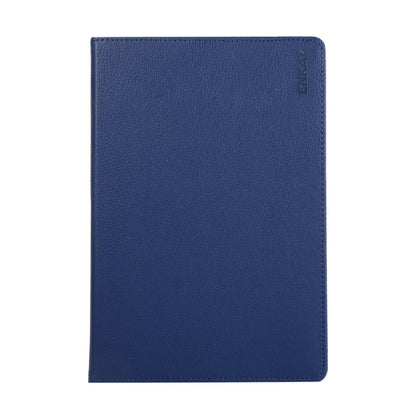 ENKAY 360 Degree Rotation Lichi Texture Leather Case with Holder for Samsung Galaxy Tab S6 10.5 T860 / T865(Dark Blue)