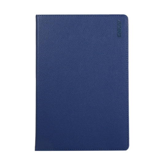 Étui en cuir texturé Litchi rotatif à 360 degrés ENKAY avec support pour Samsung Galaxy Tab S6 10,5 T860 / T865 (Bleu foncé)