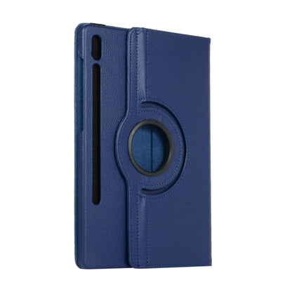 ENKAY 360 Degree Rotation Lichi Texture Leather Case with Holder for Samsung Galaxy Tab S6 10.5 T860 / T865(Dark Blue)