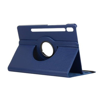 ENKAY 360 Degree Rotation Lichi Texture Leather Case with Holder for Samsung Galaxy Tab S6 10.5 T860 / T865(Dark Blue)