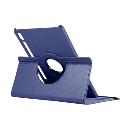 ENKAY 360 Degree Rotation Lichi Texture Leather Case with Holder for Samsung Galaxy Tab S6 10.5 T860 / T865(Dark Blue)