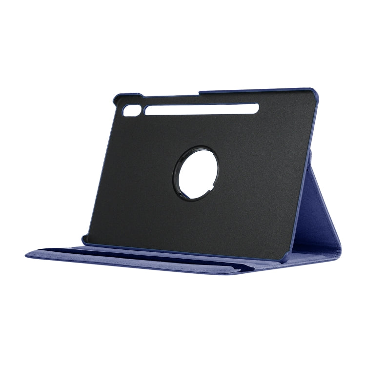 ENKAY 360 Degree Rotation Lichi Texture Leather Case with Holder for Samsung Galaxy Tab S6 10.5 T860 / T865(Dark Blue)