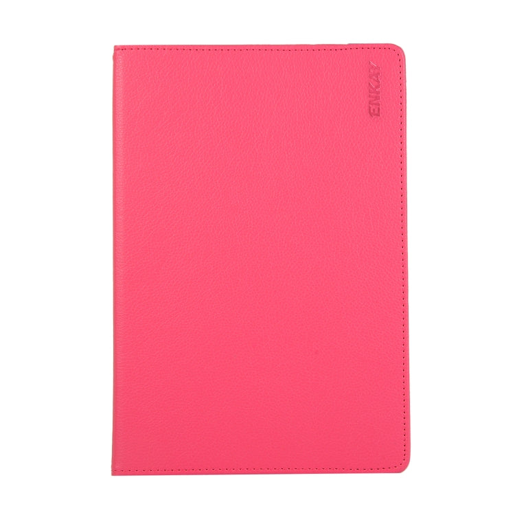 Étui en cuir texturé Lichi à rotation à 360 degrés ENKAY avec support pour Samsung Galaxy Tab S6 10.5 T860 / T865 (Rose Rouge)