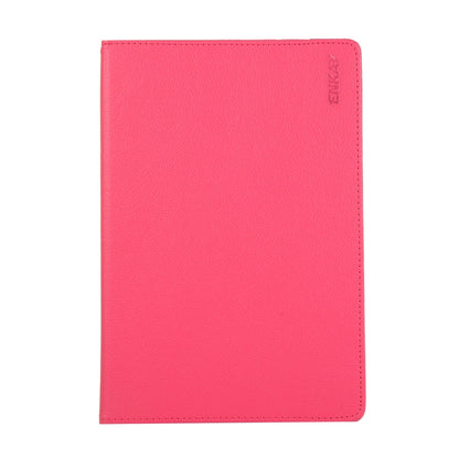 Étui en cuir texturé Lichi à rotation à 360 degrés ENKAY avec support pour Samsung Galaxy Tab S6 10.5 T860 / T865 (Rose Rouge)
