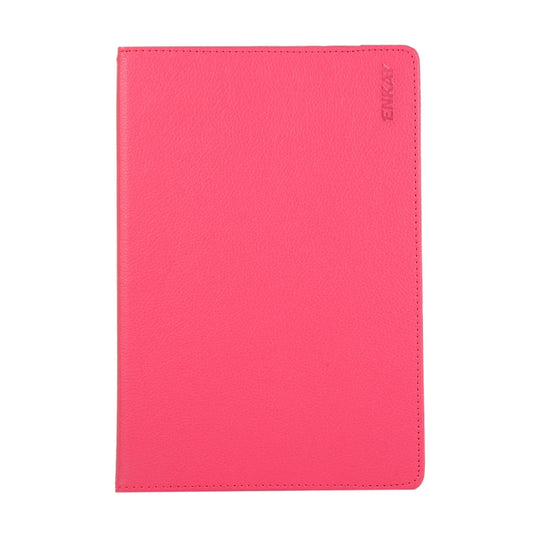ENKAY 360 Degree Rotation Lichi Texture Leather Case with Holder for Samsung Galaxy Tab S6 10.5 T860 / T865(Rose Red)