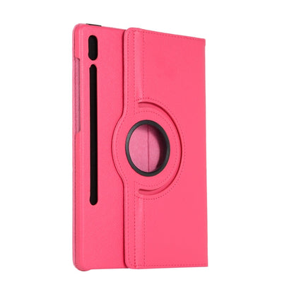 Étui en cuir texturé Lichi à rotation à 360 degrés ENKAY avec support pour Samsung Galaxy Tab S6 10.5 T860 / T865 (Rose Rouge)