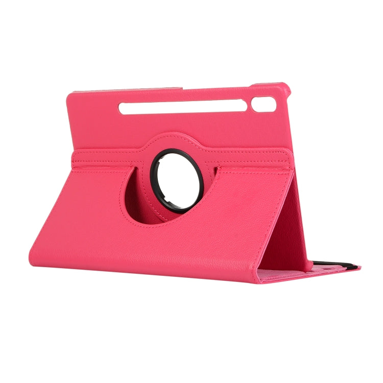 Étui en cuir texturé Lichi à rotation à 360 degrés ENKAY avec support pour Samsung Galaxy Tab S6 10.5 T860 / T865 (Rose Rouge)