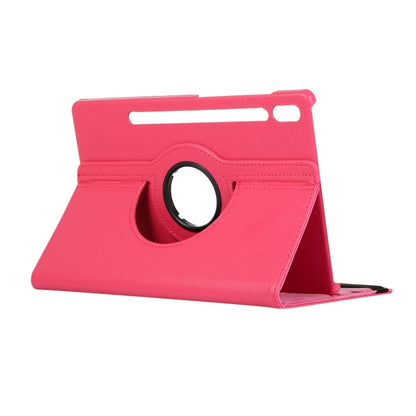 Étui en cuir texturé Lichi à rotation à 360 degrés ENKAY avec support pour Samsung Galaxy Tab S6 10.5 T860 / T865 (Rose Rouge)
