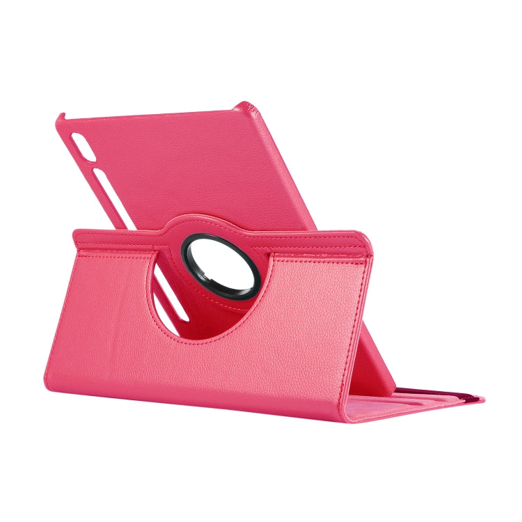 Étui en cuir texturé Lichi à rotation à 360 degrés ENKAY avec support pour Samsung Galaxy Tab S6 10.5 T860 / T865 (Rose Rouge)