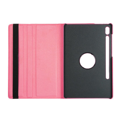 Étui en cuir texturé Lichi à rotation à 360 degrés ENKAY avec support pour Samsung Galaxy Tab S6 10.5 T860 / T865 (Rose Rouge)