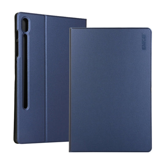 Étui à rabat horizontal en cuir PU ENKAY avec support pour Galaxy Tab S6 10.5 T860 / T865 (Bleu foncé)