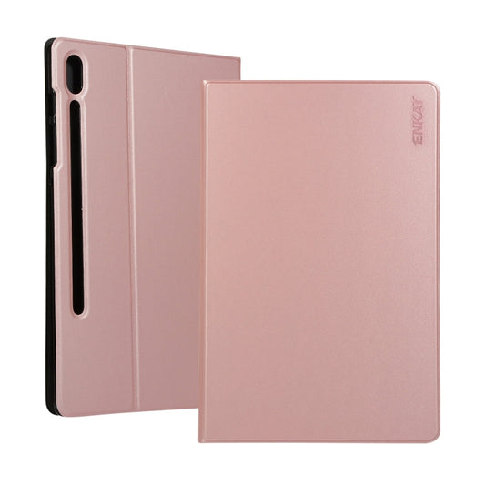 Étui à rabat horizontal en cuir PU ENKAY avec support pour Galaxy Tab S6 10.5 T860 / T865 (Or rose)
