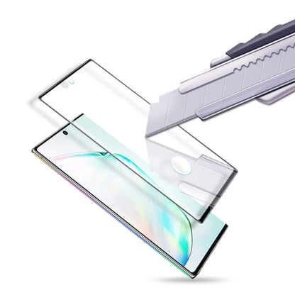 For Galaxy Note 10+ mocolo 0.33mm 9H 3D Curved Full Screen Tempered Glass Film, Support fingerprint unlock(Black)
