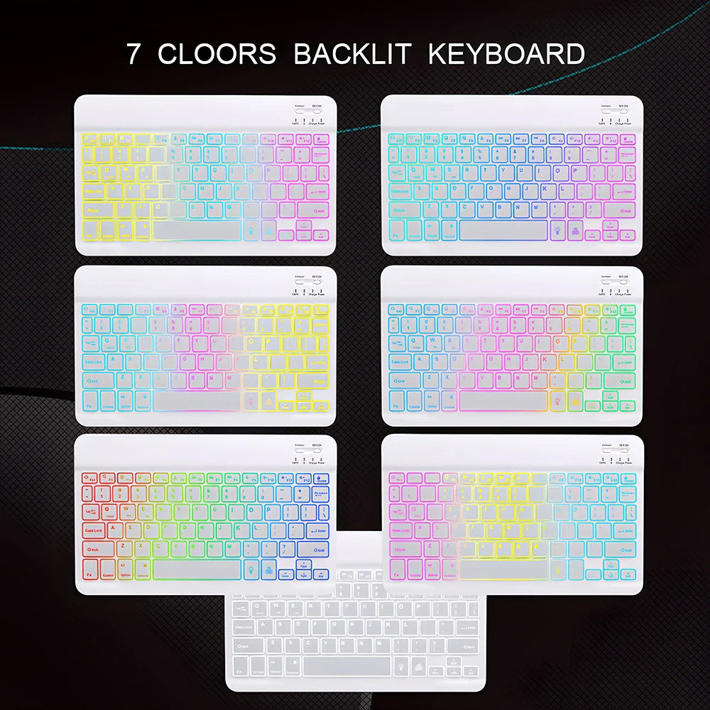 EMTRA Clavier et souris Bluetooth rétroéclairés pour iOS, Android, Windows, iPad, clavier portugais, clavier espagnol