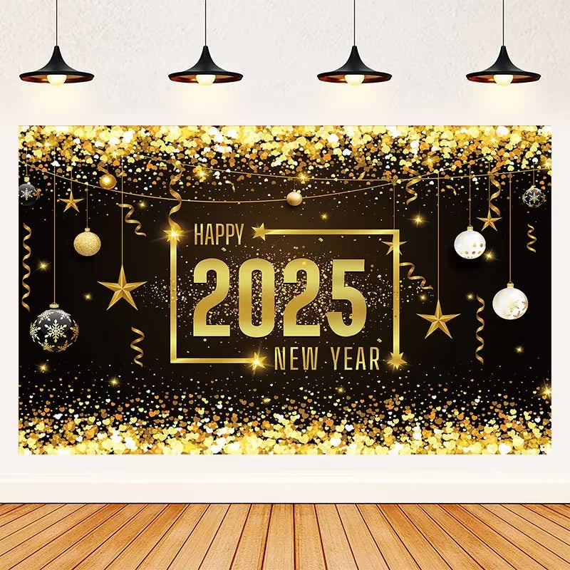 2025 Happy New Year Backdrops for Christmas Photography Decor Background Fireworks Celebrate Party Family Poster Photo Props