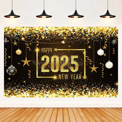 2025 Happy New Year Backdrops for Christmas Photography Decor Background Fireworks Celebrate Party Family Poster Photo Props