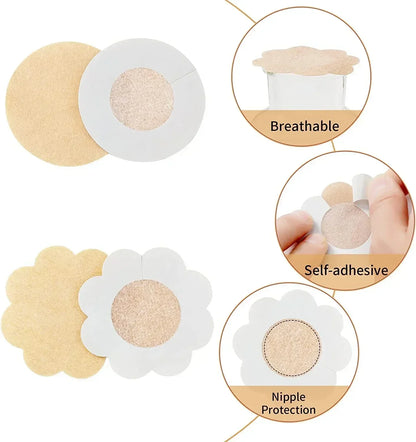2/100pcs Women's Invisible Nipple Pasties Breast Lift Tape Overlays on Bra Stickers Chest One-off Nipple Covers Pads Accessories