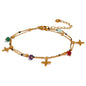 Yhpup Colorful Natural Stone Bead Flower Chain Stainless Steel Beach Anklet for Women Exquisite Summer Jewelry Bijoux Femme