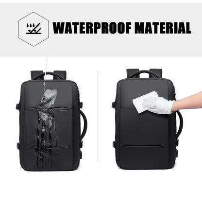 BANGE Aesthetic Men Business Backpack School Expandable USB Bag, Large Capacity 17.3 Laptop Waterproof Fashion Travel Backpack