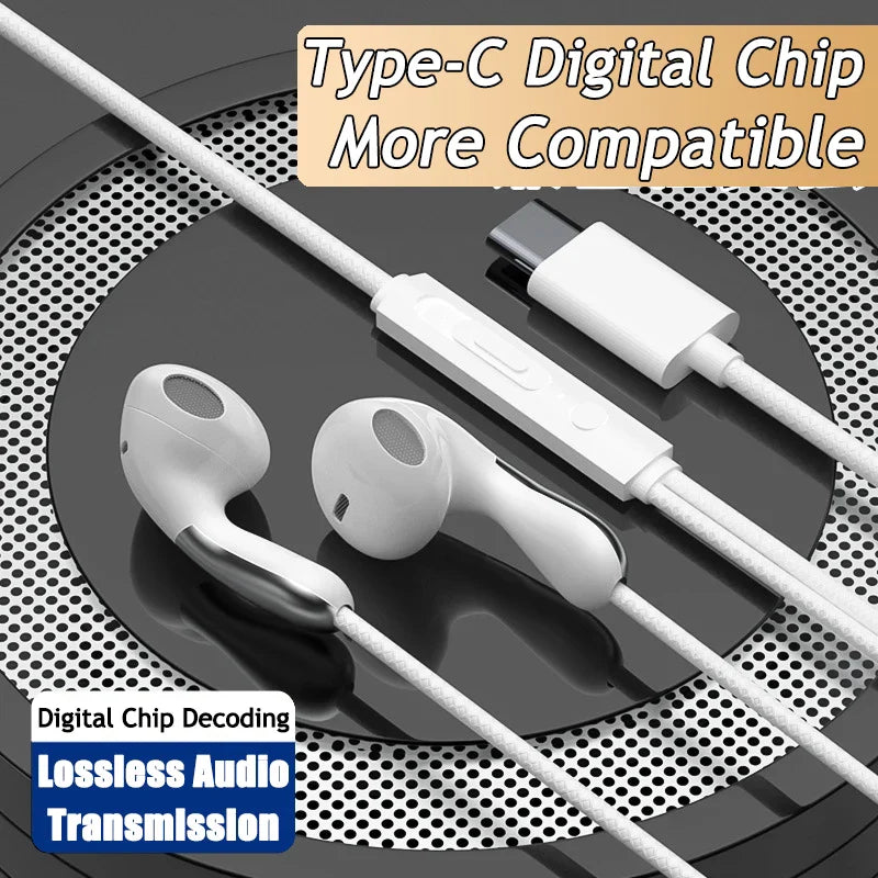 Wired Earphone 3.5mm AUX/Type C HiFi Surround Heavy Bass With MIC In-Ear Game Music Headsets For Samsung Huawei Xiaomi iPad PC