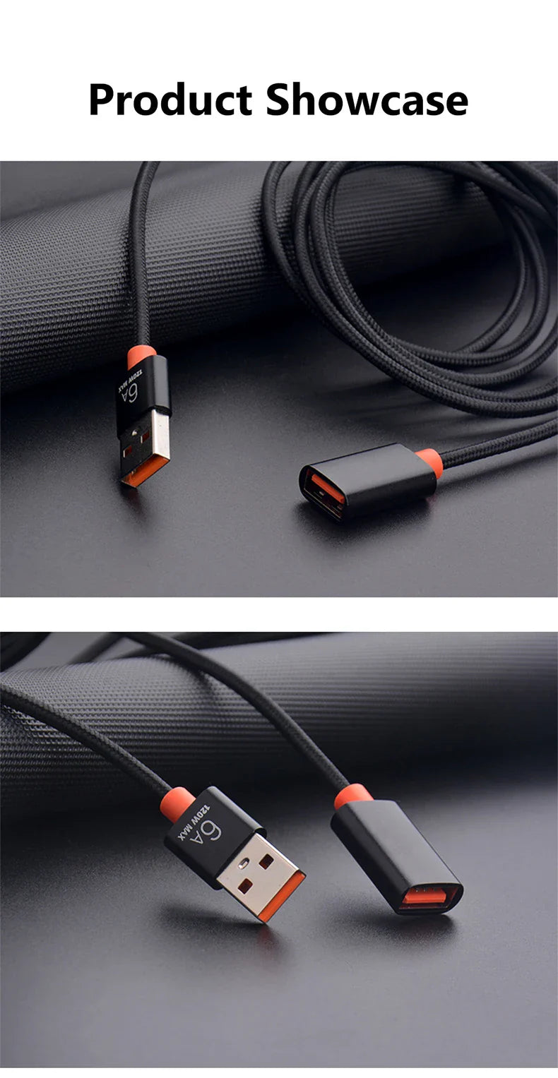 6A USB 3.0/2.0 USB Extension Cable for Smart Laptop PC TV Xbox One SSD USB Extension Cable Extender Cord Mini Fast Speed Cable