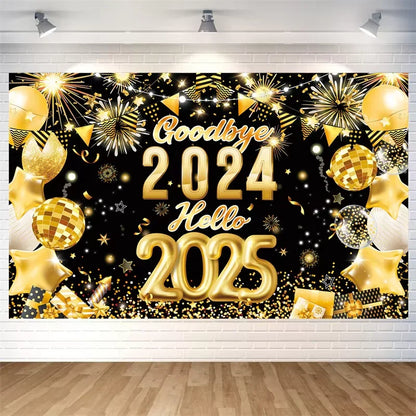 2025 Happy New Year Backdrops for Christmas Photography Decor Background Fireworks Celebrate Party Family Poster Photo Props