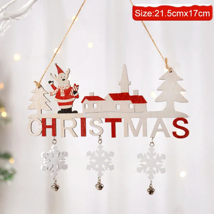 Wooden Christmas Hanging Pendants Gnome Santa Claus Merry Christmas Decoration for Home Xmas Tree Ornaments 2024 New Year Gifts