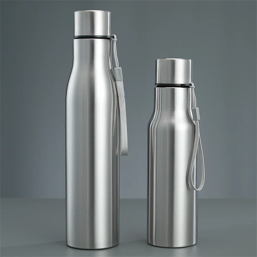 1pc 750ml/1000ml Stainless Steel Water Bottle, Large Capacity Portable Sports Bottles For Outdoor Camping Hiking Travel
