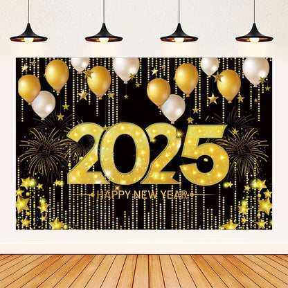 2025 Happy New Year Backdrops for Christmas Photography Decor Background Fireworks Celebrate Party Family Poster Photo Props