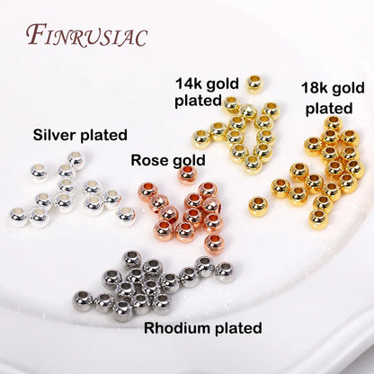 18K Gold Plated Separators For Bead,Spacers Beads For Jewelry Making,Brass Metal Round Beads,DIY Bracelets/Necklace Accessories