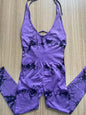 Women's Tie Dye Seamless Workout Jumpsuits One Piece Soft&Stretchy Fashion V-Neck Halter Open Back Yoga Sports Bodysuit