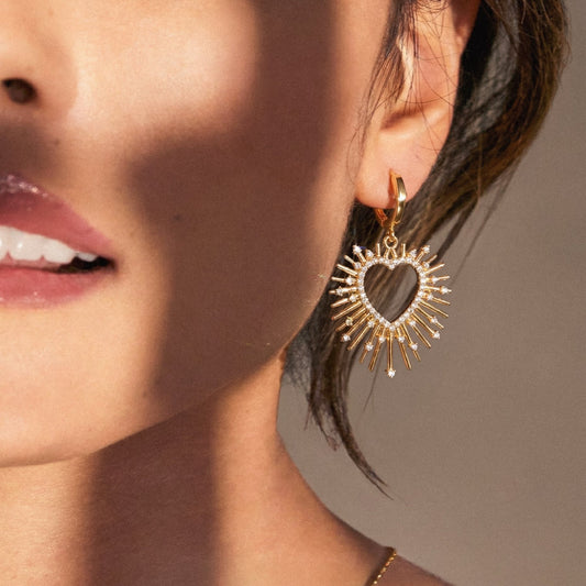 Sadie Starburst Heart Earrings | 18K Gold Plated