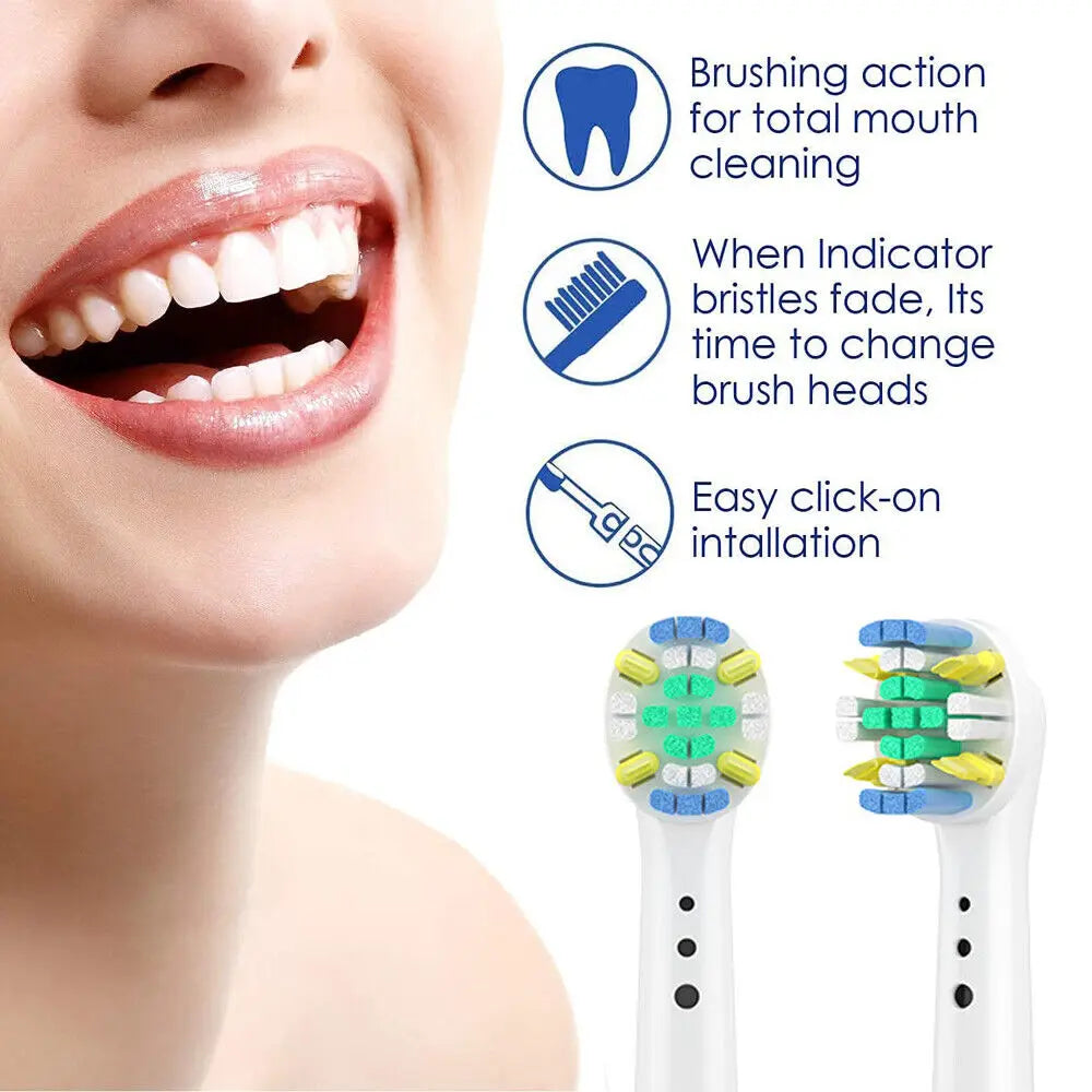 4/8PCS Replacement Brush Heads for Oral B Electric Toothbrushes Floss Cross Action 3D Pro White Precision Standard Daily Clean