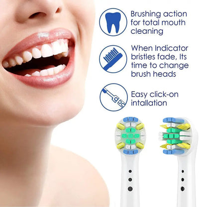 4/8PCS Replacement Brush Heads for Oral B Electric Toothbrushes Floss Cross Action 3D Pro White Precision Standard Daily Clean