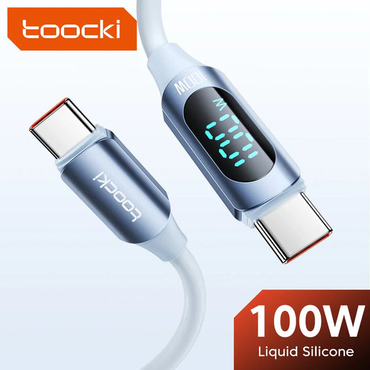 Toocki Silicone USB Type C to USB C Cable PD 100W Fast Charge  for Macbook Samsung Huawei Xiaomi Type C to Type C Cable Display