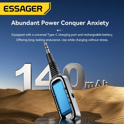 Essager Récepteur/émetteur audio Bluetooth 2 en 1 Adaptateur audio Bluetooth 5.1 sans fil 3,5 mm AUX stéréo pour écouteurs TV Voiture