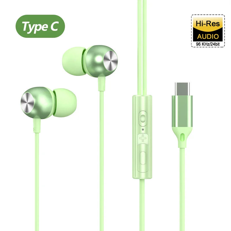 Type C Headphones For Samsung Galaxy S24 S23 S21 S22 Ultra Wired Earphones A53 A52 A34 A54 Note 20 5G 3.5mm Jack Earbud Headset