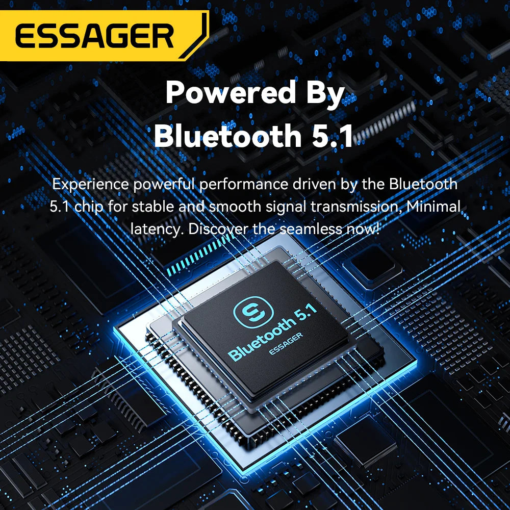 Essager Récepteur/émetteur audio Bluetooth 2 en 1 Adaptateur audio Bluetooth 5.1 sans fil 3,5 mm AUX stéréo pour écouteurs TV Voiture