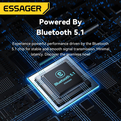 Essager Récepteur/émetteur audio Bluetooth 2 en 1 Adaptateur audio Bluetooth 5.1 sans fil 3,5 mm AUX stéréo pour écouteurs TV Voiture