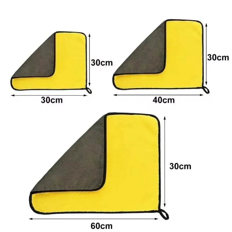 Chiffons en microfibre double face pour voiture, super absorbants, pour le lavage, le séchage, le nettoyage, les serviettes de détail automobile, les chiffons de nettoyage, outils