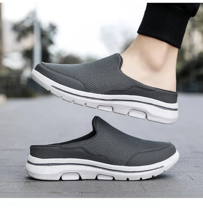 2024 Summer new breathable mesh shoes outdoor non-slip walking shoes comfortable sandals men half slippers casual loafers 35-48